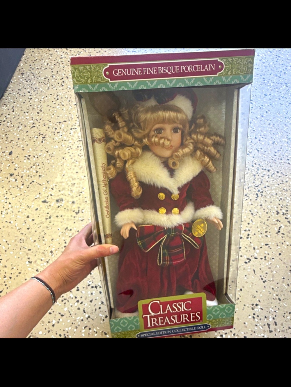 Classic Treasures Red Velvet Holiday Porcelain Doll by Classic Treasures